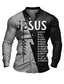 cheap Men&#039;s Printed Shirts-Men&#039;s Shirt Letter Graphic Prints Jesus Stand Collar Black Yellow Navy Blue Purple Green Outdoor Street Long Sleeve Button-Down Print Clothing Apparel Fashion Designer Casual Soft