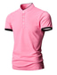 cheap Classic Polo-Men&#039;s Polo Shirt Golf Shirt Outdoor Daily Stand Collar Short Sleeves Stylish Basic Plain Button Front Summer Spring Black White Pink Red Blue Green Polo Shirt