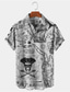 abordables Camisas hawaianas-Camisas hawaianas vintage de los años 50 para hombres, mapa náutico, barco pirata, cráneo, seersucker, sin arrugas, fácil cuidado, camisas aloha