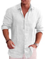 abordables camisas casuales de los hombres-Camisa de hombre color sólido turndown street casual abotonada manga larga tops casual moda cómoda blanco negro gris verano camisas