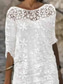 preiswerte Weiße Spitzenkleider-Damen Weiß Sommer Frühling Midikleid Etuikleid Elegant Urlaub Täglich Regular Fit Rundhalsausschnitt