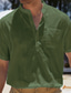 お買い得  メンズカジュアルシャツ-男性用 リネンシャツ サマーシャツ カラー 夏 半袖 ライトイエロー ホワイト ライトグリーン 平織り 祝日 バケーション 衣類 フロントポケット