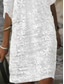 preiswerte Weiße Spitzenkleider-Damen Weiß Sommer Frühling Midikleid Etuikleid Elegant Urlaub Täglich Regular Fit Rundhalsausschnitt
