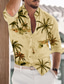 cheap Men&#039;s Printed Shirts-Men&#039;s Shirt Summer Hawaiian Shirt Button Up Shirt Summer Shirt Casual Shirt Yellow Blue Long Sleeve Coconut Tree Turndown Street Daily Print Clothing Apparel Fashion Casual Comfortable