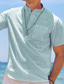 levne pánské neformální košile-Pánské plátěná košile Letní košile Límeček Léto Krátké rukávy Světle žlutá Bílá Světle zelená Bez vzoru Dovolená Plážové Oblečení Přední kapsa