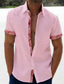 halpa miesten vapaa-ajan paitoja-Miesten pellava paita Kesä paita Rantapaita Musta Valkoinen Punastuvan vaaleanpunainen Lyhythihainen Tavallinen Kauluskäänne Kevät kesä Havaijilainen Pyhäpäivä Vaatetus Tasku