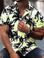 billige Hawaiiskjorts-Herre Skjorte Hawaii skjorte Kokosnøttre Grafiske trykk Aftæpning Hvit Gul Blå Lilla Oransje Gate Avslappet Kort Erme Trykt mønster Knapp ned Klær Tropisk Mote Hawaiisk Designer