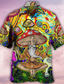 billiga Tropiska skjortor-Herr Skjorta Hawaii skjorta Grafiska tryck Svamp Kubansk krage Vit Ljusgrön Rubinrött Blå Purpur Ledigt Hawaiisk Kortärmad Button-Down Mönster Kläder Sport Mode Streetwear Designer