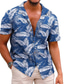 levne pánské neformální košile-Pánské Havajská košile Bledě růžová Černá Světle zelená Rubínově červená Námořnická modř Krátké rukávy Květinový Rostliny Přehnutý Venkovní ulice Tlačítko dolů Oblečení Bavlna Módní Na běžné nošen