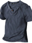 baratos Camisetas masculinas casuais-Homens Camisa Henley T-shirt Tecido Henley Rua Férias Manga Curta Botão para baixo Roupa Designer Básico Contemporâneo Moderno