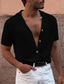 billige cardigangenser for menn-herre skjorte med cubansk krage grå kortermet turndown-klær