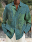 tanie Męskie koszule z nadrukiem-Męskie Koszula Mapa Wzory graficzne Wieczorne Niebieski Fioletowy Zielony Na zewnątrz Ulica Długi rękaw Przycisk w dół Nadruk Odzież Sport Moda Moda miejska Designerskie