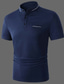 baratos polo clássico-Homens Camiseta Polo Camisa de golfe Casual Feriado Colarinho Chinês Manga Curta Moda Básico Tecido Botão Verão Normal Azul Marinho Escuro Azul Céu Marron Cinzento Camiseta Polo