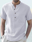 cheap Men&#039;s Casual Shirts-Men&#039;s Linen Shirt Summer Shirt Beach Shirt Black White Blue Short Sleeve Plain Crew Neck Spring &amp; Summer Hawaiian Holiday Clothing Apparel Pocket