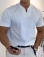 baratos Camisetas masculinas casuais-Homens Camiseta T-shirt Tecido Decote V Férias Para Noite Manga Curta Botão Bolso frontal Roupa Moda Designer Básico