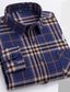 billiga Formella skjortor-Herr Skjorta Rutig skjorta Vågiga Nedvikt A B C D E Arbete Ledigt Långärmad Button-Down Kläder Bomull Affär Enkel