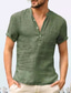 Недорогие мужские повседневные рубашки-мужская рубашка однотонная классика карман с коротким рукавом для вечеринок стандартный крой топы из хлопка для вечеринок стильный современный стиль базовый v-образный вырез серо-зеленый белый