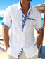 preiswerte Freizeithemden für Herren-Herren leinenhemd Lässiges Hemd Sommerhemd Strandhemd Schwarz Weiß Rosa Kurzarm Glatt Kargen Frühling Sommer Hawaiianisch Festtage Bekleidung Vordertasche