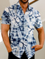 billiga Skjortor med tryck för män-Herr Skjorta Knytbatik Nedvikt Rodnande Rosa Marinblå Blå Purpur Orange Tryck Gata Ledigt Kortärmad Button-Down Mönster Kläder Mode Hawaiisk Designer Ledigt