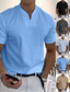 billige Casual T-shirts til mænd-Herre T-shirt Tee Top Vanlig V-hals Ferierejse I-byen-tøj Kortærmet Knap Frontlomme Tøj Mode Designer Basale