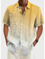 baratos camisas masculinas casuais-Homens Camisa Social Camisa havaiana Gradiente Estampas Abstratas Folhas Aberto para a Lateral Amarelo Vermelho Azul Roxo Claro Cinzento Diário Feriado Manga Curta Botão para baixo Imprimir Roupa