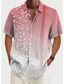 voordelige casual herenoverhemden-Voor heren Overhemd Hawaiiaans overhemd Verloop Grafische prints Bladeren Strijkijzer Geel Rood blauw Licht Paars Grijs Dagelijks Feestdagen Korte Mouw Button-omlaag Afdrukken Kleding Tropisch