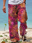 abordables pantalons décontractés-Homme Pantalon pantalon été Pantalon de plage Cordon Taille elastique Impression 3D Imprimés Photos Fleur Confort Casual du quotidien Vacances Vêtement de rue Hawaïen Rose Claire Bleu