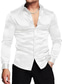 Χαμηλού Κόστους Επίσημα πουκάμισα-Ανδρικά Επίσημο Πουκάμισο Πουκάμισο χορού Σατέν μεταξωτό πουκάμισο Συμπαγές Χρώμα Απορρίπτω Μαύρο Λευκό Ρουμπίνι Θαλασσί Σκούρο πράσινο Γάμου Πάρτι Μακρυμάνικο Κουμπί-Κάτω Ρούχα