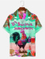 billiga Tropiska skjortor-Herr Skjorta Hawaii skjorta Bokstav Grafiska tryck Kyckling Strand Nedvikt Röd grön Blå Orange Ledigt Hawaiisk Kortärmad Button-Down Mönster Kläder Tropisk Mode Hawaiisk Mjukt