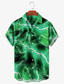 billige Skjorter med tryk til mænd-Herre Skjorte Lyn Grafiske tryk Aftæpning Rød Lilla Grøn 3D-udskrivning udendørs Gade Kort Ærme Knap ned Trykt mønster Tøj Tropisk Mode Hawaiiansk Designer