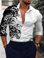 cheap Men&#039;s Printed Shirts-Men&#039;s Shirt Graphic Floral Turndown Black Navy Blue Blue Green Gray Print Daily Holiday Long Sleeve 3D Print Button-Down Clothing Apparel Fashion Designer Casual Breathable