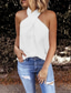 cheap Tank Tops &amp; Camis-Women&#039;s Camisole Tank Top Halter Crisscross Tank Black White Pink Plain Sleeveless Holiday Weekend Streetwear Sexy Casual Halter Neck Regular S