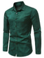 Χαμηλού Κόστους Επίσημα πουκάμισα-Ανδρικά Πουκάμισο Γραφική Κουμπωτός γιακάς Μαύρο Λευκό Πράσινο του τριφυλλιού Γάμου Πάρτι Στάμπα Ρούχα Μοντέρνα Δουλειά Απλός Κομψό