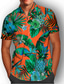 Недорогие Гавайские рубашки-Муж. Рубашка Гавайская рубашка Графика Ананас Растения Гавайский Алоха Воротничок Отложной Желтый Красный Синий Оранжевый Повседневные Праздники С короткими рукавами Кнопка вниз Одежда