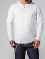 billige Casual T-shirts til mænd-Herre Henley-skjorte Vanlig Henley Sport Ferie Langærmet Knap ned Tøj Basale Afslappet Bekvem