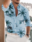 cheap Men&#039;s Printed Shirts-Men&#039;s Shirt Summer Hawaiian Shirt Button Up Shirt Summer Shirt Casual Shirt Yellow Blue Long Sleeve Coconut Tree Turndown Street Daily Print Clothing Apparel Fashion Casual Comfortable