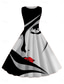 cheap Formal Dresses-Women&#039;s Retro Vintage Vintage Dress Midi Dress Daily Date Ruched Print Abstract Crew Neck Sleeveless Slim Summer Spring 2023 Black And White Black S M L XL