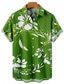 abordables Chemise hawaïen-Homme Chemise Chemise hawaïenne Floral Imprimés Photos Col rabattu bleu marine Violet Vert 3D effet Extérieur Plein Air Manches courtes Bouton bas Imprimer Vêtement Tenue Tropique Mode Hawaïen Design