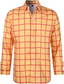 tanie męskie koszule casual-Męskie Koszula Kratka Wieczorne Żółty Granatowy Pomarańczowy Impreza Praca Długi rękaw Przycisk w dół Nadruk Odzież Moda Prosty Codzienny