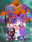 preiswerte Hawaiihemden-Herren Hemd Sommerhemd Hawaiihemd Sommerhemd Graphic Tier Hawaiian Aloha Design Umlegekragen Meeresblau Blau Dunkelgrün Orange Braun Print Outdoor Strasse Kurzarm 3D Button-Down Bekleidung Modisch