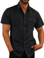 cheap Men&#039;s Casual Shirts-Men&#039;s Shirt Linen Shirt Black White Navy Blue Short Sleeves Plain Turndown Spring &amp; Summer Casual Daily Clothing Apparel Front Pocket