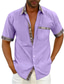 billiga fritidsskjortor för män-herrskjorta färgblock turndown street casual button-down kortärmade toppar mode klassisk bekväm stor och lång blå m