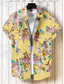 halpa Havaiji-paidat-Miesten Paita Havaiji paita Kuvitettu Kukka Kaulus Vaalean keltainen Vaalea vaaleanpunainen Musta Valkoinen Vaalean sininen Painettu ulko- Katu Lyhythihainen 3D-tulostus Painike alas Vaatetus Muoti