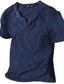 cheap Basic Henley-Men&#039;s Henley Shirt Tee Top Plain Henley Street Vacation Short Sleeve Button-Down Clothing Apparel Designer Basic Modern Contemporary