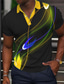 tanie 3d polo-Męskie Koszulka polo Koszula golfowa Wzory graficzne Podłużna Wieczorne Srebrny Niebieski Złoty Na zewnątrz Ulica Krótkie rękawy Przycisk w dół Nadruk Odzież Moda Designerskie Codzienny Miękkie