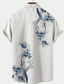 cheap Men&#039;s Printed Shirts-Men&#039;s Linen Shirt Summer Shirt Beach Shirt White Blue Khaki Short Sleeve Flower / Plants Turndown Summer Casual Daily Clothing Apparel Button-Down