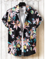 billiga Tropiska skjortor-Herr Skjorta Hawaii skjorta Grafisk Blommig Krage Ljusgul Ljusrosa Svart Vit Ljusblå Tryck Utomhus Gata Kortärmad 3D-utskrift Button-Down Kläder Mode Designer Klassisk Bekväm