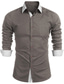 Недорогие Нарядные рубашки-мужская классическая рубашка сплошной цвет отложной армейский зеленый коричневый серый уличный повседневный длинный рукав одежда на пуговицах мода повседневная удобная / пляжная