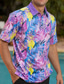 baratos Polo 3D-Homens Camiseta Polo Camisa de golfe Estampas Abstratas Folhas Aberto para a Lateral Vermelho Roxo Ao ar livre Rua Manga Curta Botão para baixo Imprimir Roupa Esportes Moda Roupa de rua Designer