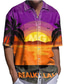 tanie Koszule hawajskie-Męskie Koszula Koszula hawajska Wzory graficzne Zachód słońca Wieczorne Żółty Jasnofioletowy Fioletowy Pomarańczowy Na zewnątrz Ulica Krótkie rękawy Nadruk Odzież Moda Moda miejska Designerskie